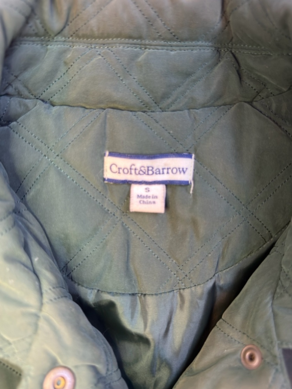 croft & barrow Quilted Olive Green Snap-Front Puffer Jacket - Picture 5 of 5